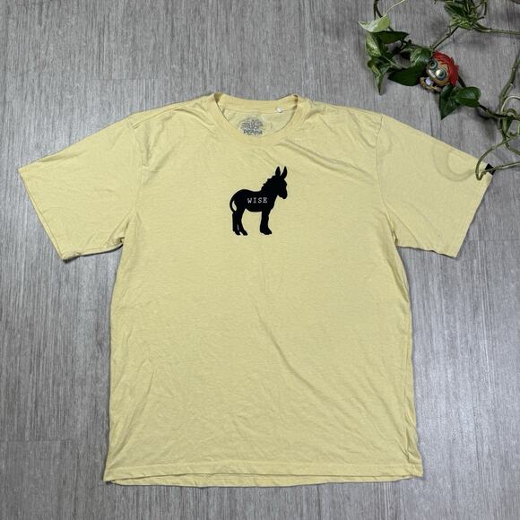 prAna Mens Shirt Wise A** Donkey Funny Tee XXL Yellow Short Sleeve Crewneck - Picture 1 of 4